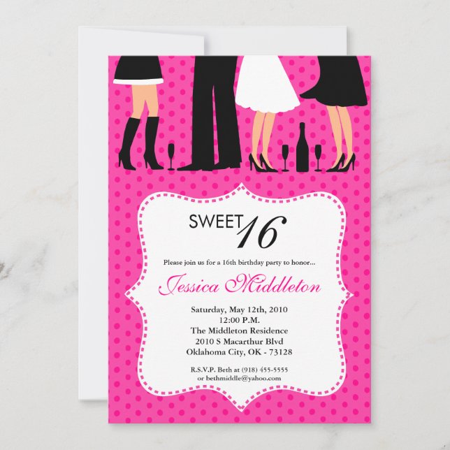 Invitación a los 16 días de cumpleaños de las pers (Anverso)
