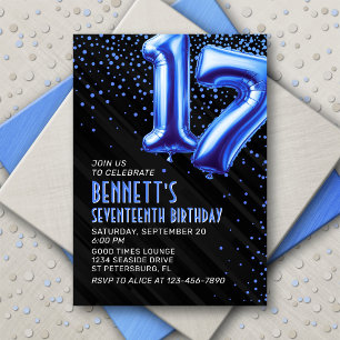 Invitación a los 17 años de adolescente azul