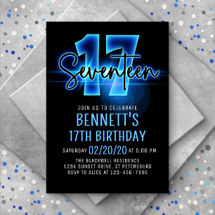 Invitación a los 17 cumpleaños de Blue Neon