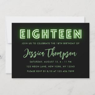 Invitación a los 18 Años de Neon Green