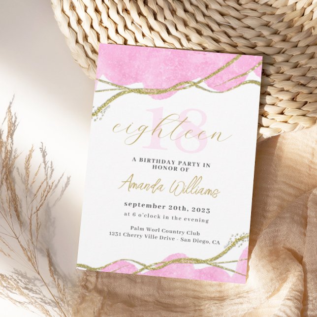 Invitación a los 18 Años Rosado y Oro (Subido por el creador)