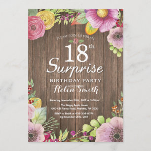 Invitación a los 18 Años Rústica Floral Sorpresa