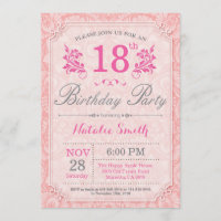 Invitación a los 18 cumpleaños de Floral rosada pa