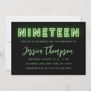 Invitación a los 19 Años de Neon Green