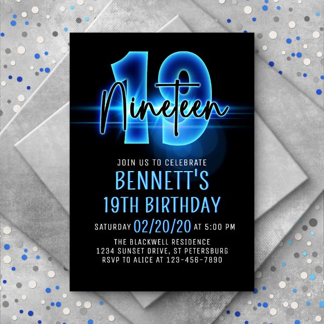 Invitación a los 19 cumpleaños de Blue Neon (Subido por el creador)