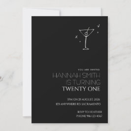 Invitación a los 21 Años Mínima en Blanco y Negro