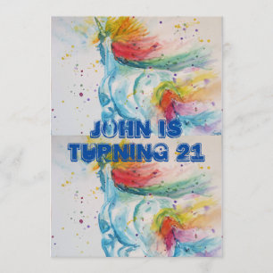 Invitación a los 21 cumpleaños de Unicorn Watercol