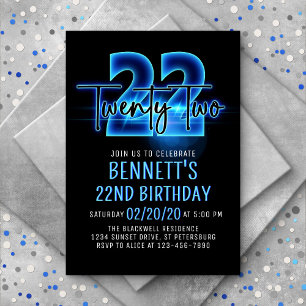 Invitación a los 22 cumpleaños de Blue Neon