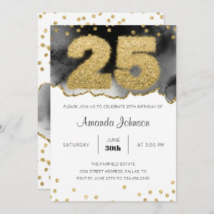 Invitación a los 25 cumpleaños de Gold y Black Wat