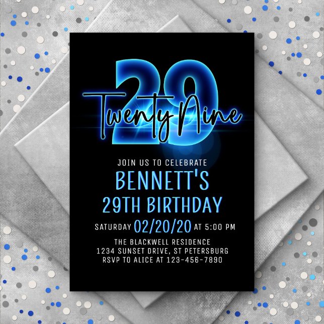 Invitación a los 29 cumpleaños de Blue Neon (Subido por el creador)