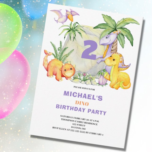 Invitación a los 2 cumpleaños de Dinosaurio (Subido por el creador)