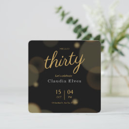 Invitación a los 30 Años Elegante En Negro Y Oro