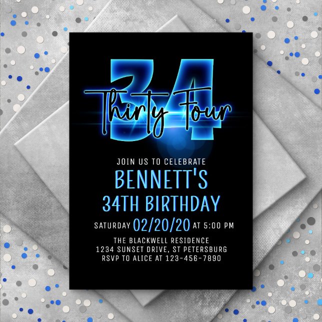 Invitación a los 34 cumpleaños de Blue Neon (Subido por el creador)