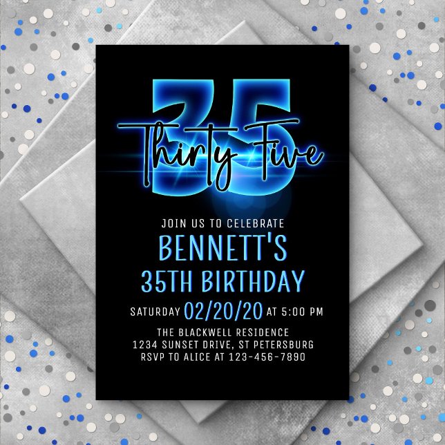 Invitación a los 35 cumpleaños de Blue Neon (Subido por el creador)