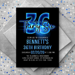 Invitación a los 36 cumpleaños de Blue Neon