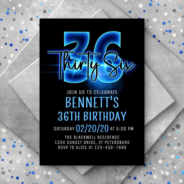 Invitación a los 36 cumpleaños de Blue Neon (Subido por el creador)