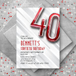 Invitación a los 40 Adultos Modernos<br><div class="desc">Sofisticado y divertido, ¡igual que ellos! Con una tipografía brillante y audaz con elementos de texto art deco, este diseño ofrece la diversión de una cena de los años 50 y la sofisticación de una película de los años 2000, todo envuelto en un paquete moderno. Los detalles rojos y cromados...</div>