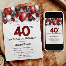 Invitación a los 40 años de color blanco y negro r