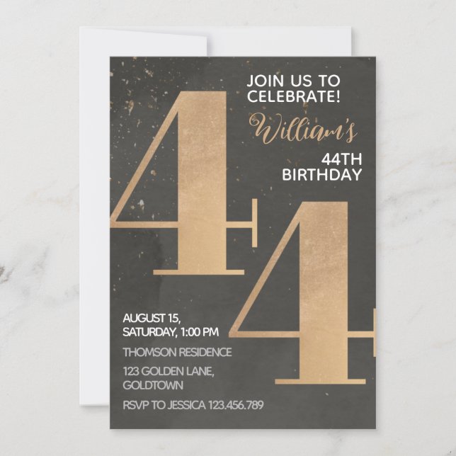 Invitación a los 44 años de Gold Black (Anverso)