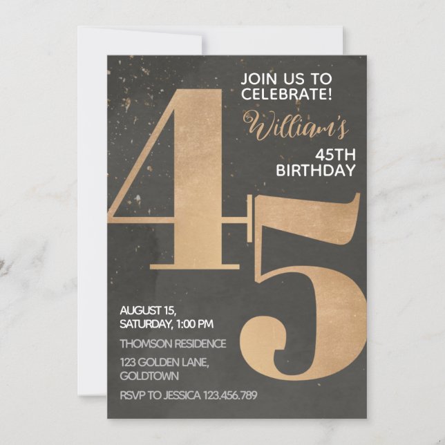 Invitación a los 45 años de Gold Black (Anverso)