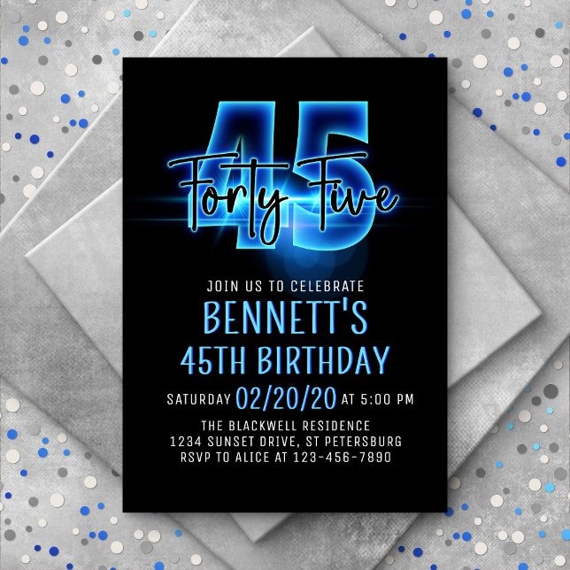 Invitación a los 45 cumpleaños de Blue Neon (Subido por el creador)