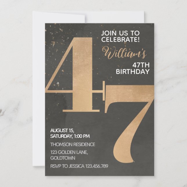 Invitación a los 47 años de Gold Black (Anverso)