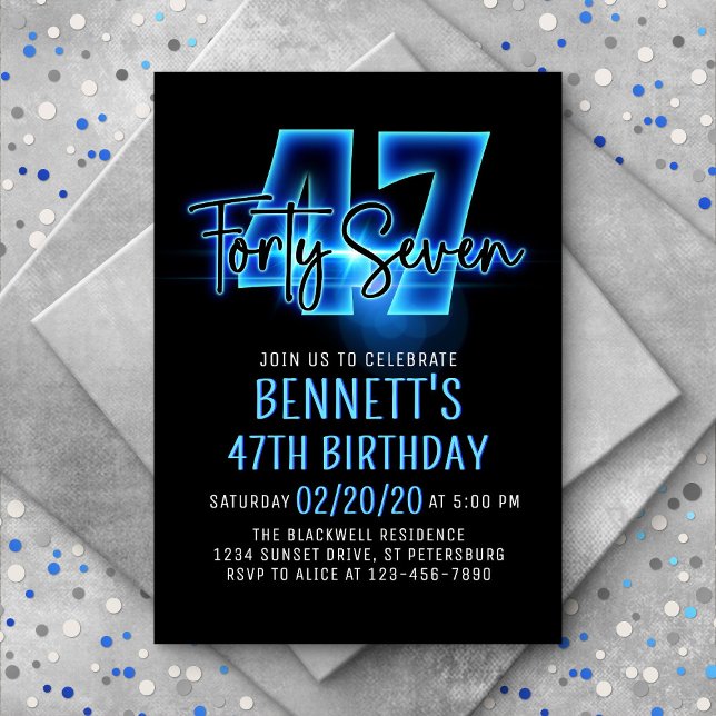 Invitación a los 47 cumpleaños de Blue Neon (Subido por el creador)