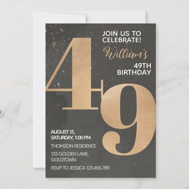 Invitación a los 49 años de Gold Black (Anverso)