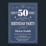 Invitación a los 50 años Azul y Blanco<br><div class="desc">50 cumpleaños Invitación Tipografía Azul y Blanca. Fondo azul y blanco. Cumpleaños de adultos. Cumpleaños de hombres o mujeres. Invite a un niño o Chica Lady Teen Teenage Bday. 13a 15a 16a 18a 20a 30a 40a 50a 60a 70a 80a 90a 100a. Cualquier edad. Para más personalización, haga clic en el...</div>