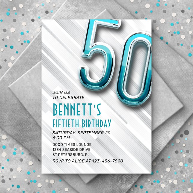 Invitación a los 50 años de edad Verde azulada par (Subido por el creador)