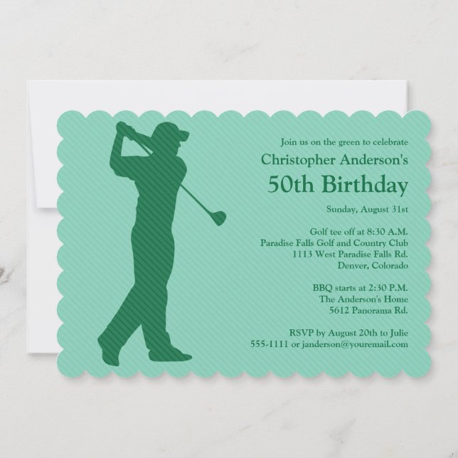 Invitación a los 50 Años de Golf Green White (Reverso)