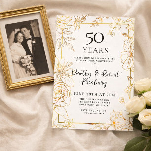 Invitación a los 50 años de la floral blanca dorad