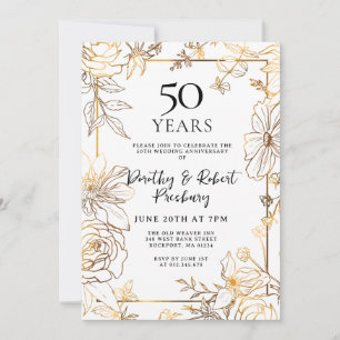 Invitación a los 50 años de la floral blanca dorad