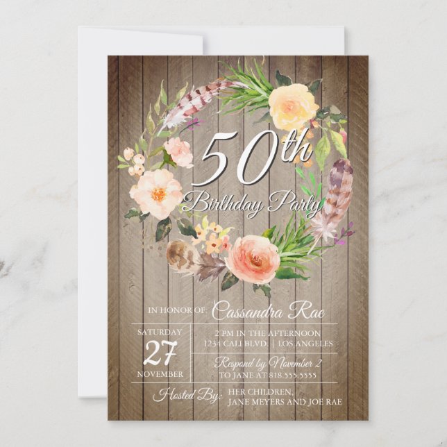 Invitación a los 50 años de la mujer (Anverso)