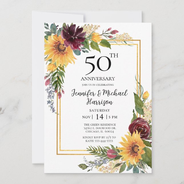 Invitación a los 50 años de los girasoles (Anverso)