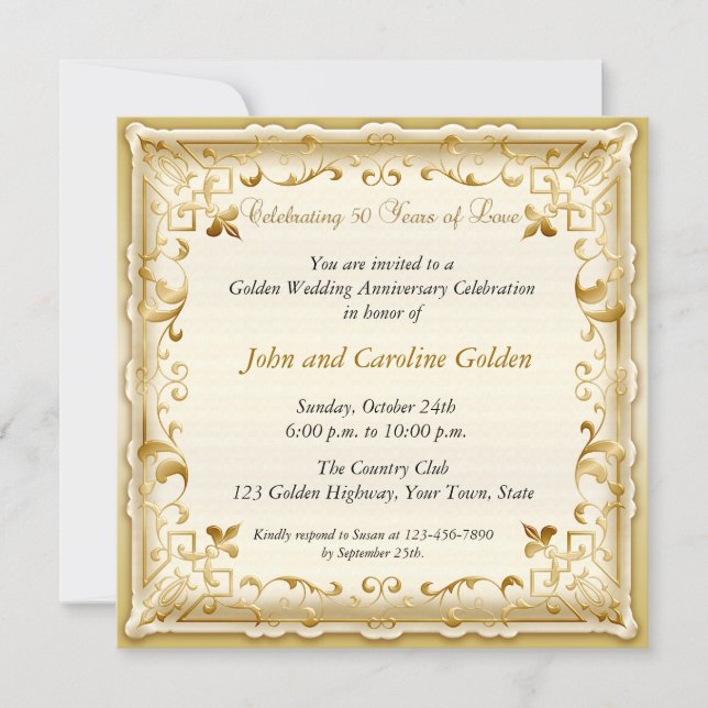 Invitación a los 50 años de Ornate Gold (Anverso)