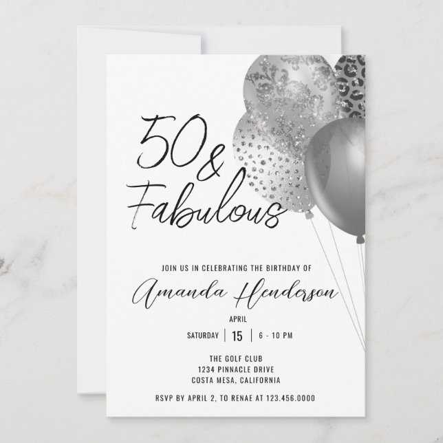 Invitación a los 50 años de Silver 50 y Fabuloso (Anverso)