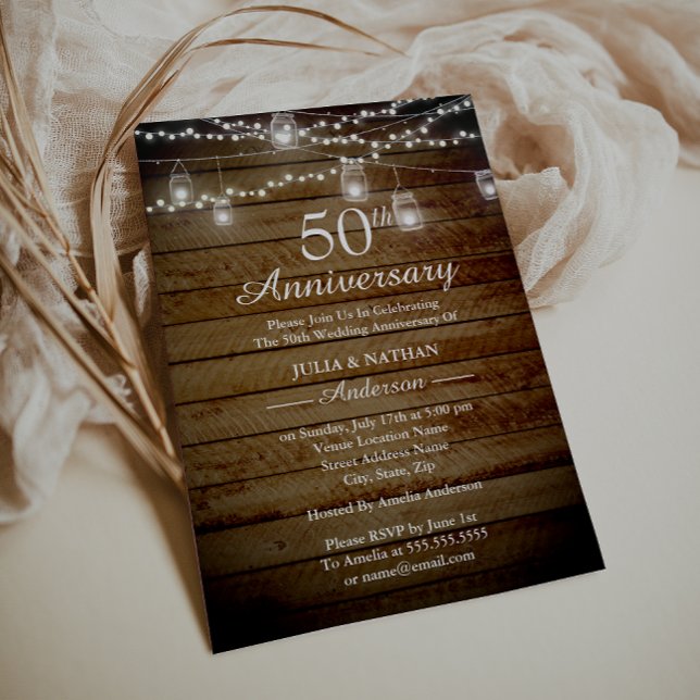Invitación a los 50 años en el patio trasero rústi (Subido por el creador)