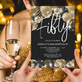 Invitación a los 50 Años Modernos en Negro y Oro