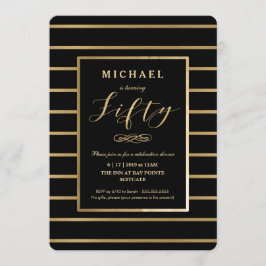 Invitación a los 50 años - Oro, masculina elegante
