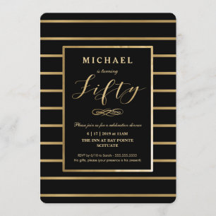 Invitación a los 50 años - Oro, masculina elegante