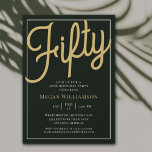 Invitación a los 50 cumpleaños de Black and Gold S<br><div class="desc">Moda Elegant Black y Gold Script Invitación a los 50 cumpleaños Sus invitados sabrán que será un fiesta especial sólo mirando esta invitación!</div>