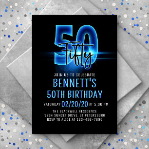 Invitación a los 50 cumpleaños de Blue Neon