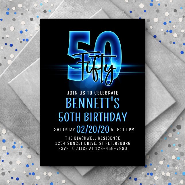 Invitación a los 50 cumpleaños de Blue Neon (Subido por el creador)