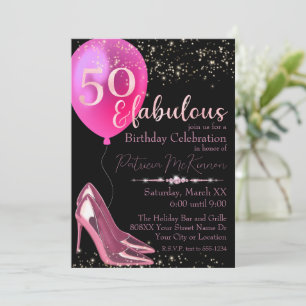 Invitación a los 50 cumpleaños de Pink High Heel S