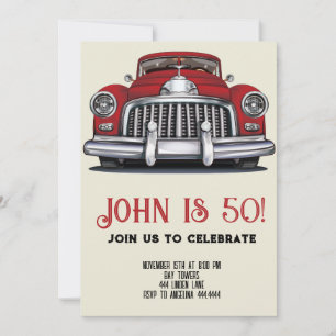 Invitación a los 50 cumpleaños de Retro Car