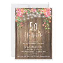 Invitación a los 50 cumpleaños de Rustic Floral Su