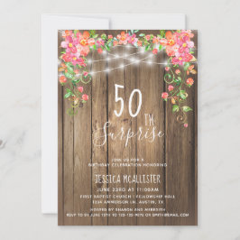 Invitación a los 50 cumpleaños de Rustic Floral Su