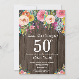 Invitación a los 50 cumpleaños de Rustic Floral Su