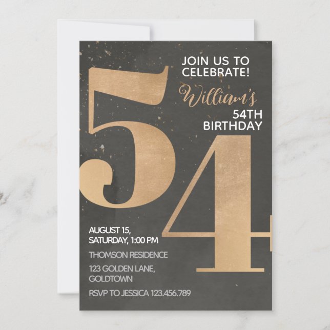 Invitación a los 54 años de Gold Black (Anverso)